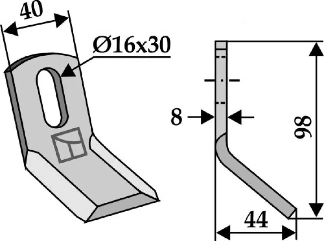 Y-Messer 98x40mm Universal